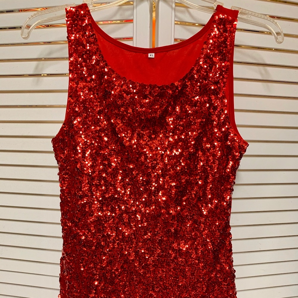 Ladies XL Red Sequin Top